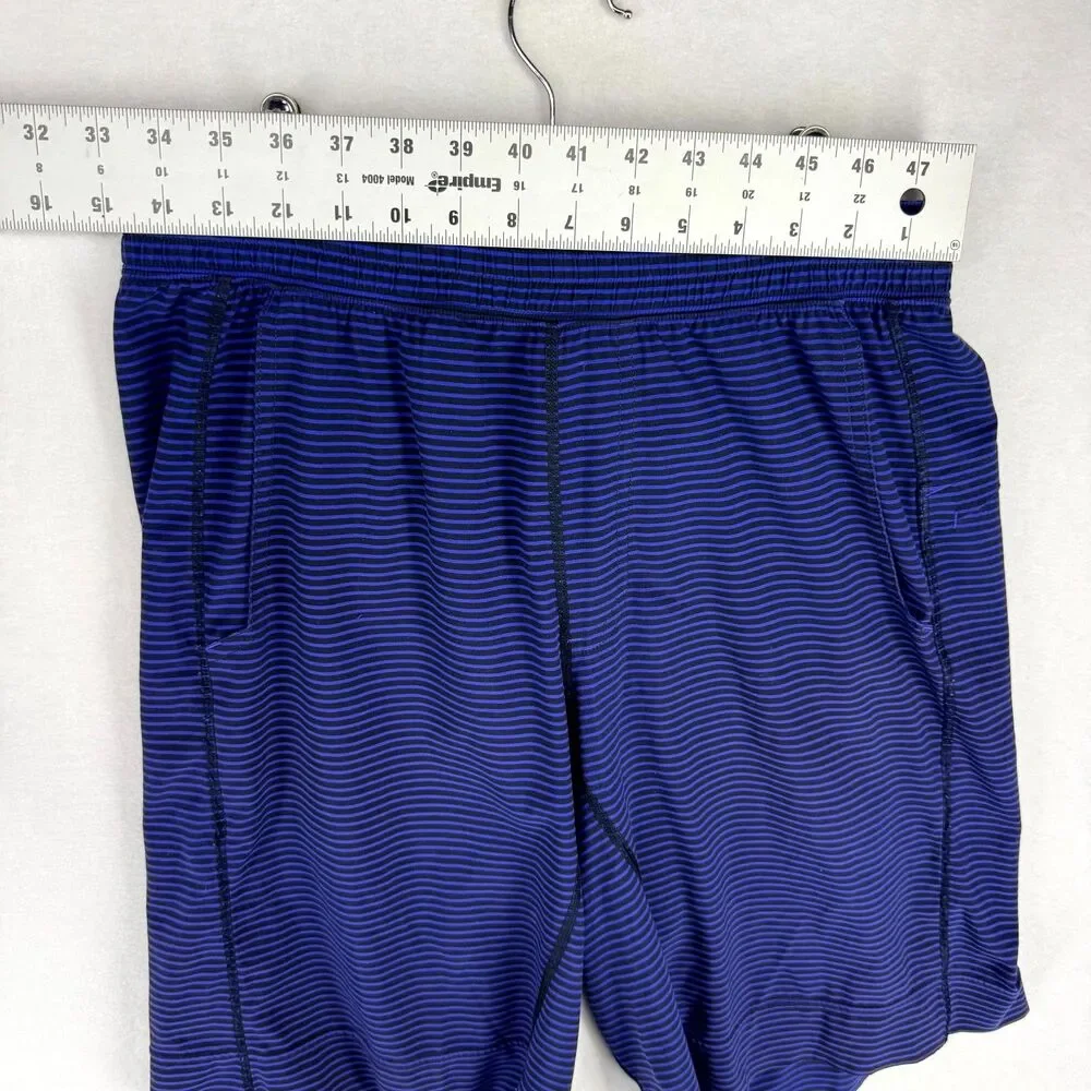 Lululemon Men's Black‎ and Blue Striped Athletic Shorts Size S
